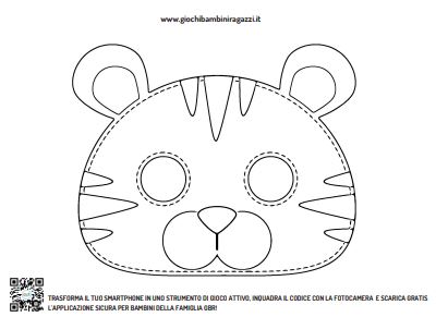 Maschere di Animali da Colorare e Ritagliare per Bambini PDF A4 - GBR